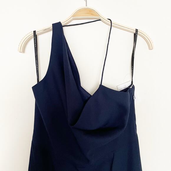 NWT AFTER SIX ONE-SHOULDER DRAPED COWL-NECK MAXI DRESS style 6849 midnight 10 - Picture 7 of 8